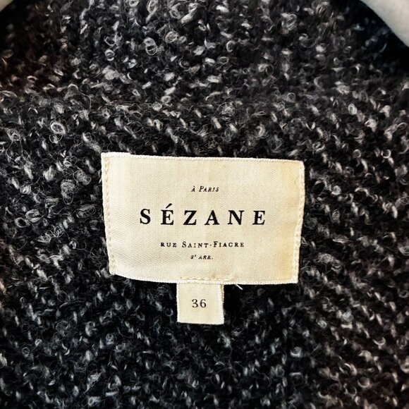 Sezane Carl Coat Ecru/grey Chevron - Size 4 - Picture 6 of 6